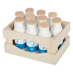 Small foot - houten krat met melkflessen, 12dlg.