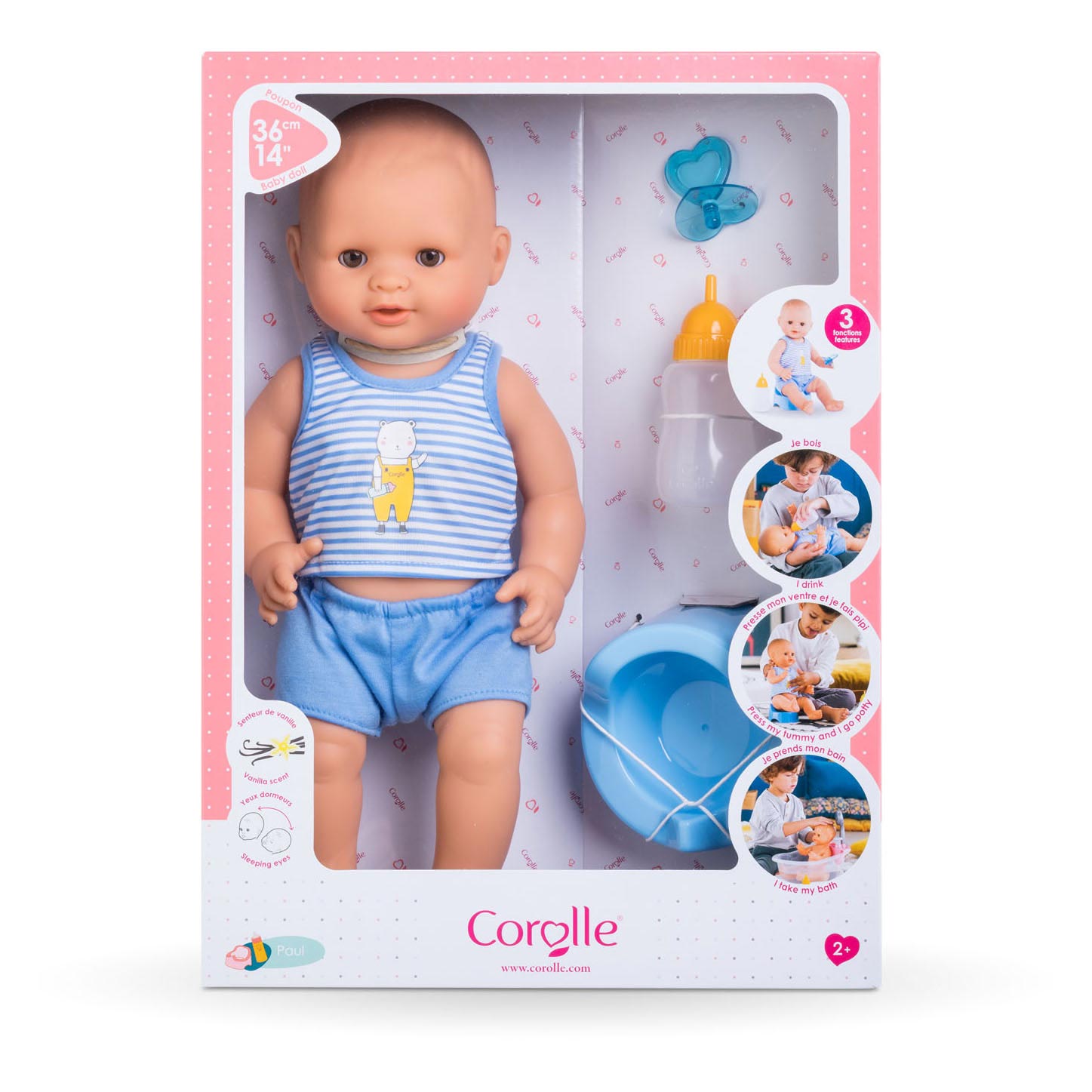 Corolle mon grand poupon drink- en plaspop - paul, 36cm