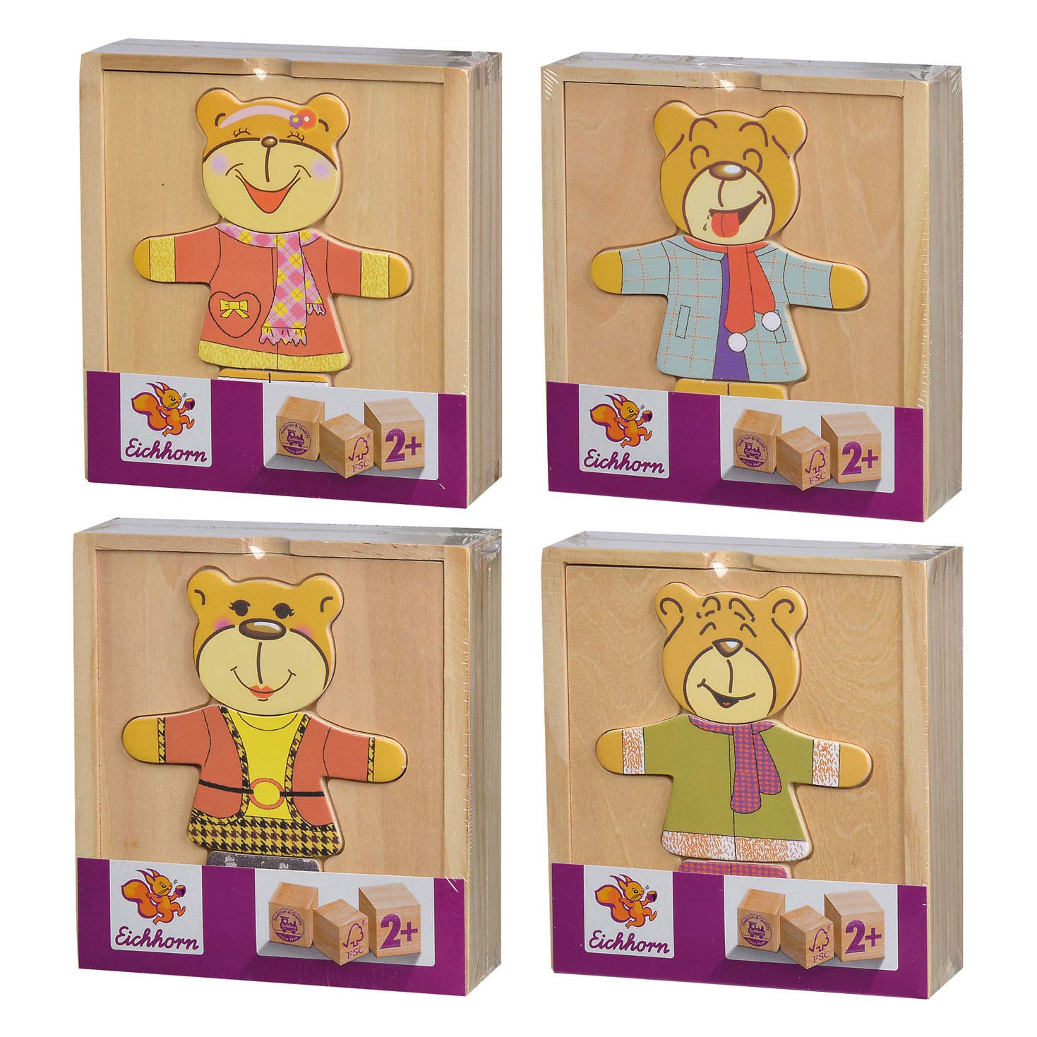 Eichhorn houten puzzel beer, 20st.