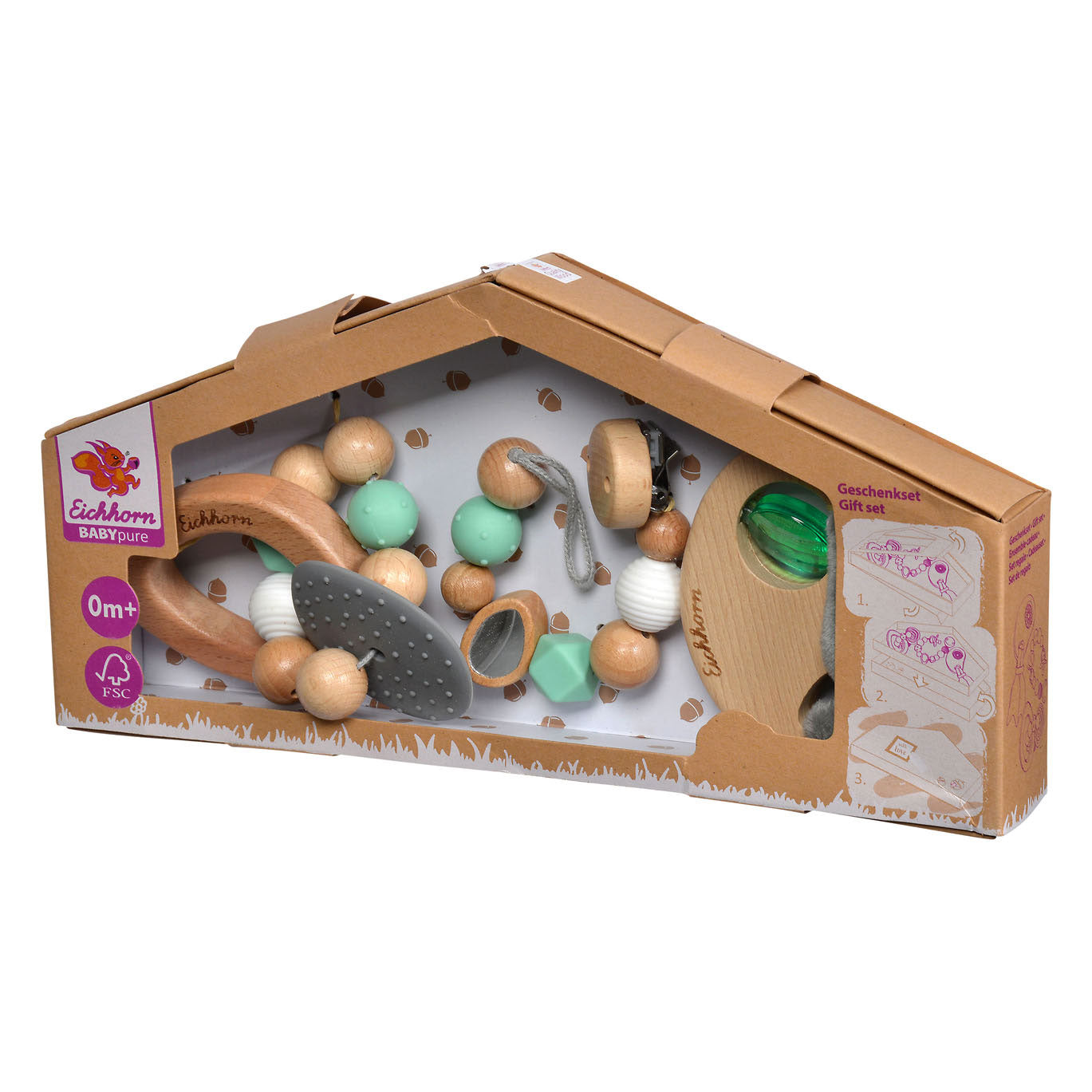 Eichhorn baby pure houten cadeauset, 3dlg.