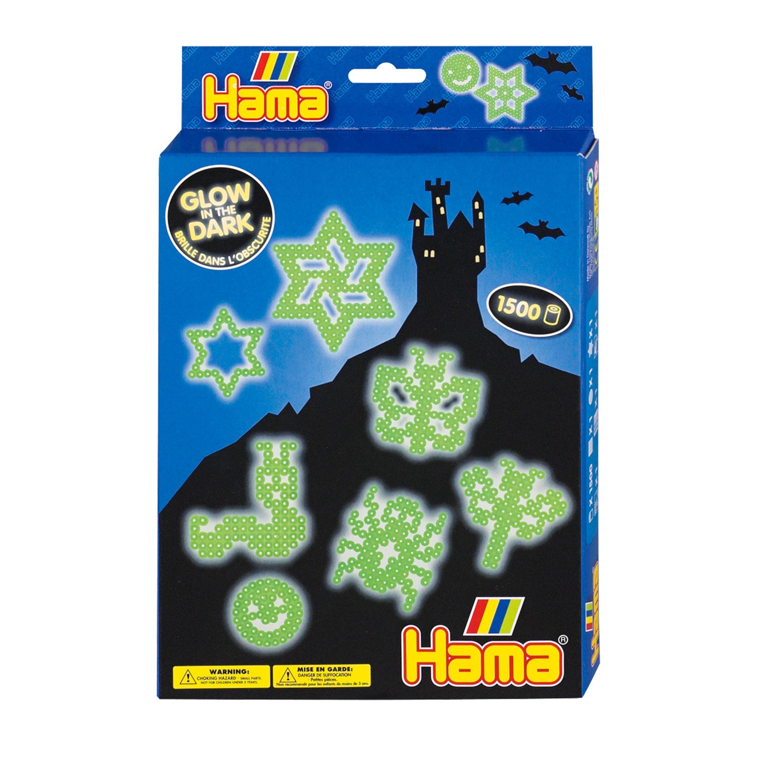 Hama midi strijkkralenset - glow in the dark, 1500st.