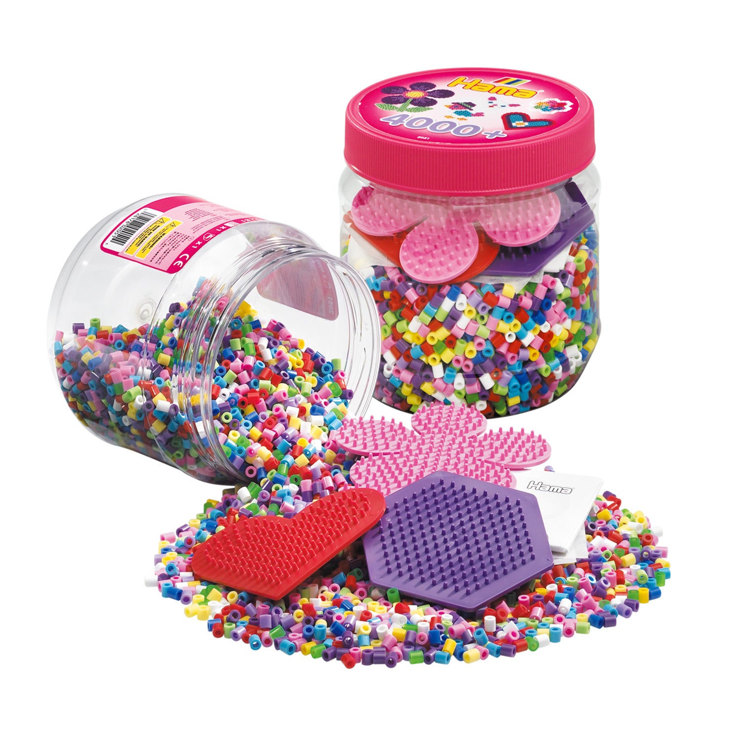 Hama strijkkralen ton 4000 stuks + 3 platen roze