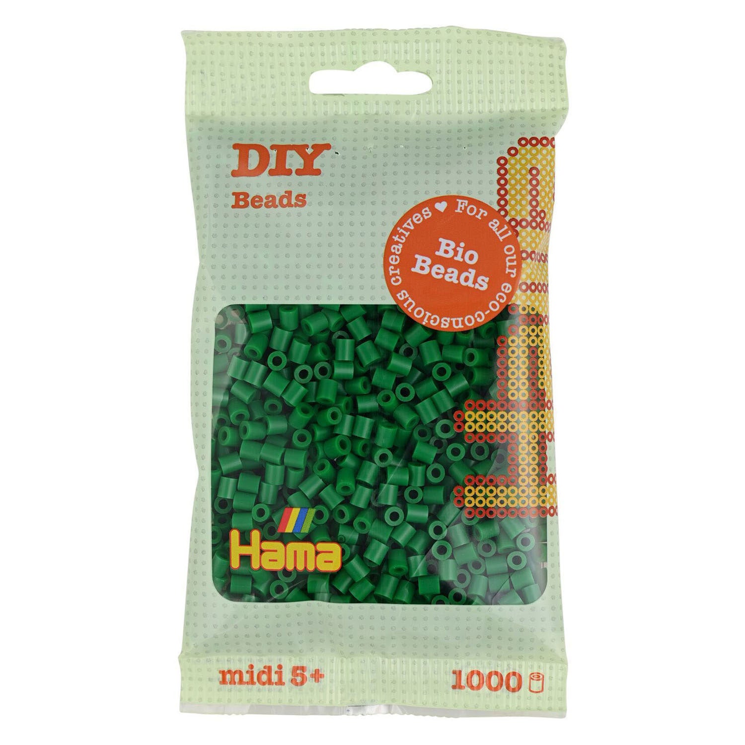 Hama midi bio strijkkralen - groen (010), 1000st.