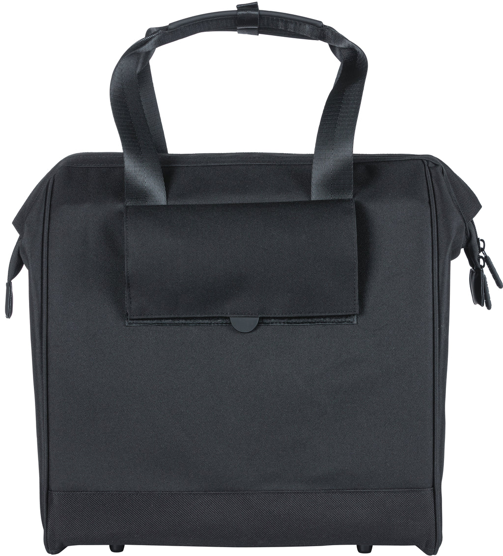 Basil Grand fietsshopper - zwarte waterafstotende tas voor elektrische fietsen, 23L