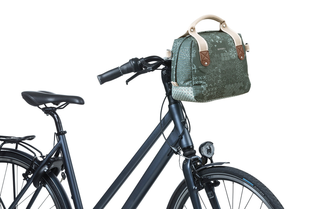 Basil Bohème City Bag - Groene hand-, schouder- en stuurtas - 8L - Waterafstotend - Trendy bohemien print