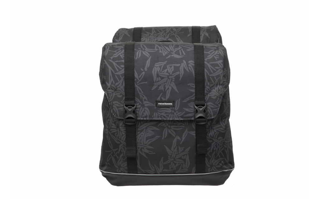 Newlooxs New Fietstas Alba Double Waterafstotend Polyester MIK Bagagedrager Zwart Groen Zand