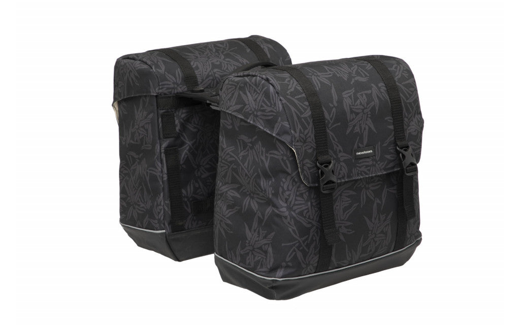 Newlooxs New Fietstas Alba Double Waterafstotend Polyester MIK Bagagedrager Zwart Groen Zand