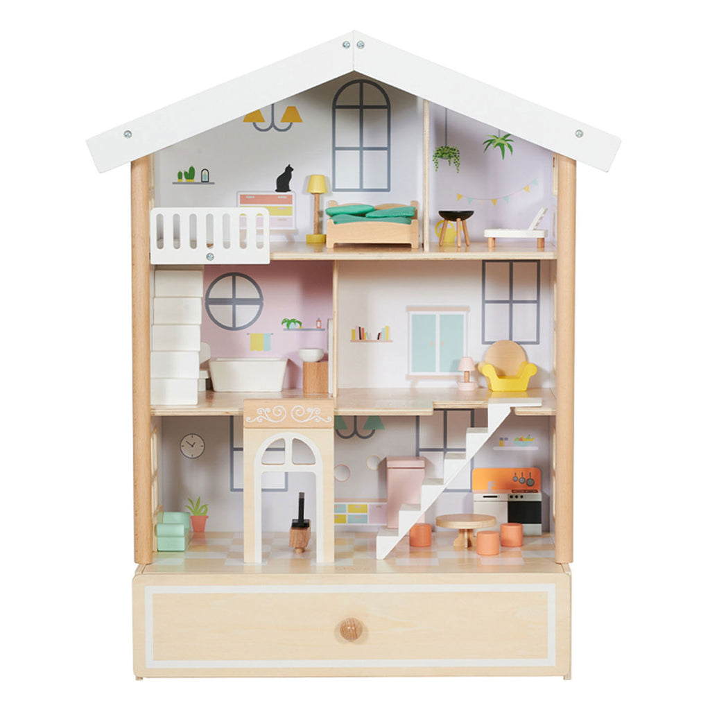 Classic world happy villa houten poppenhuis, 28dlg.