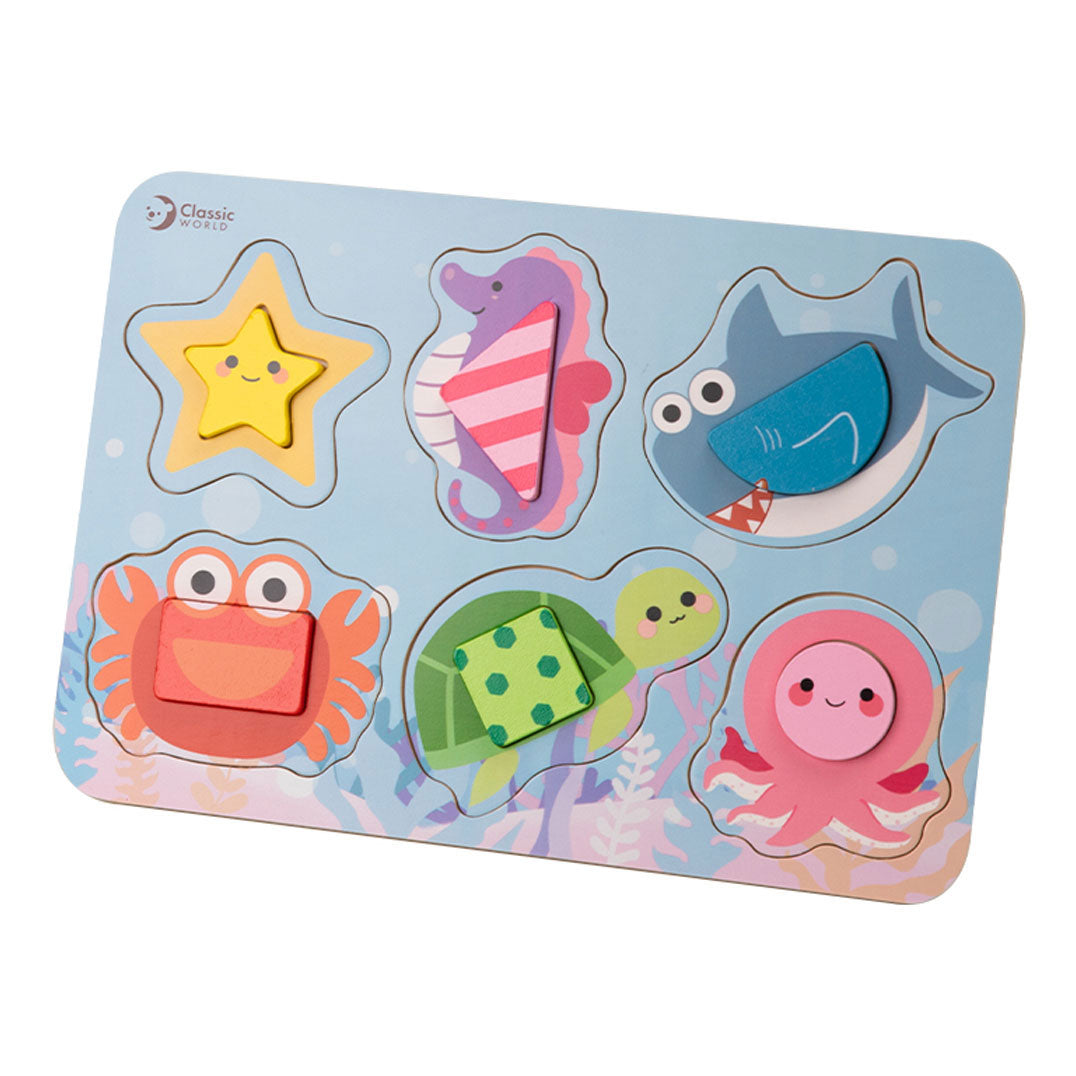 Classic world houten puzzel oceaan dieren, 13st.