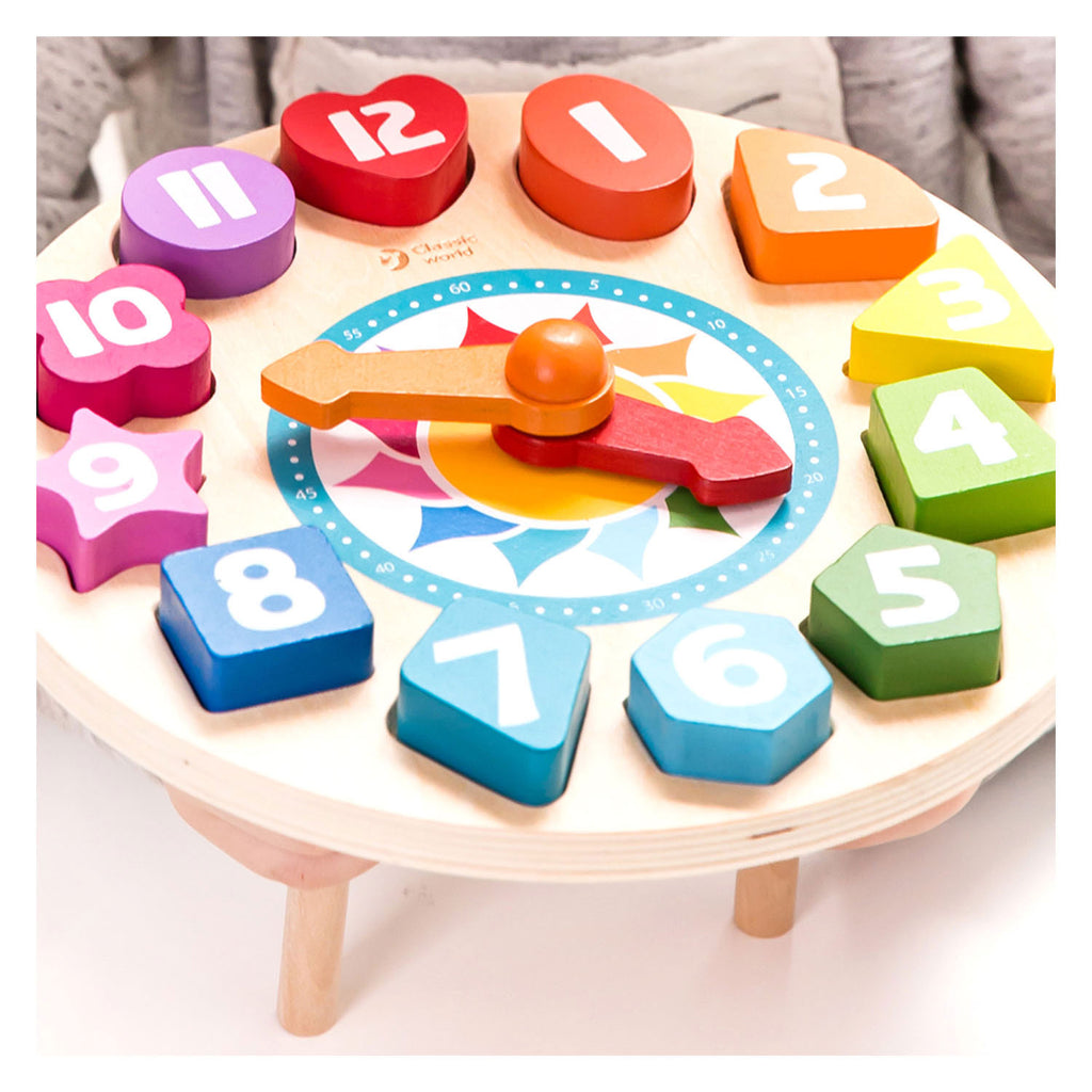 Classic world houten leerklok met vormen tic-tac, 15dlg.