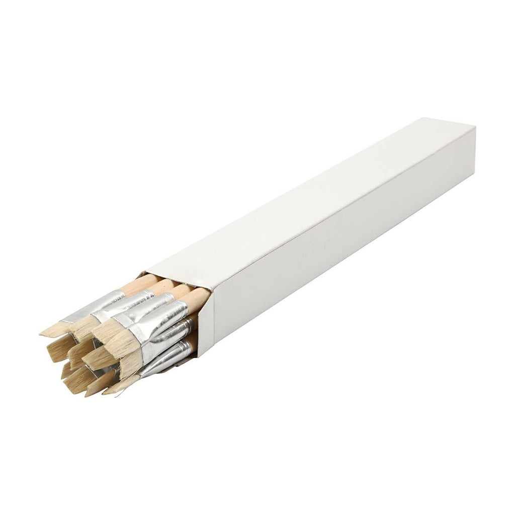 Creativ company nature line kwasten, afm 14, l: 32 cm, b: 12 mm, lange steel, 12 stuk 1 doos