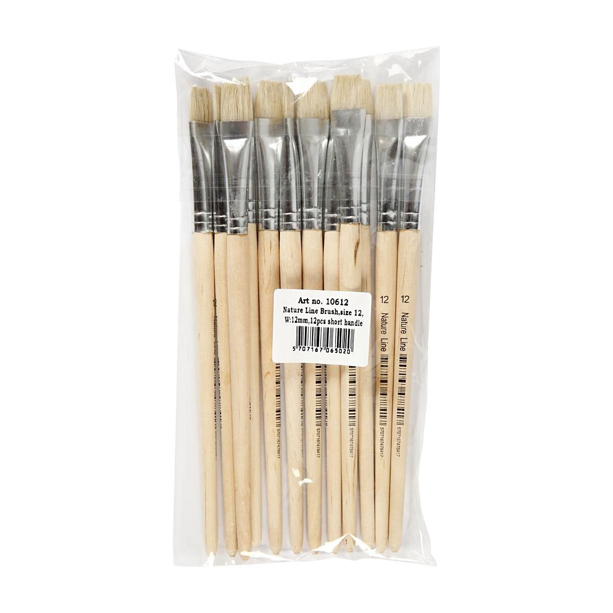 Creativ company nature line kwasten, afm 12, l: 19 cm, b: 11 mm, plat, 12 stuk 1 doos