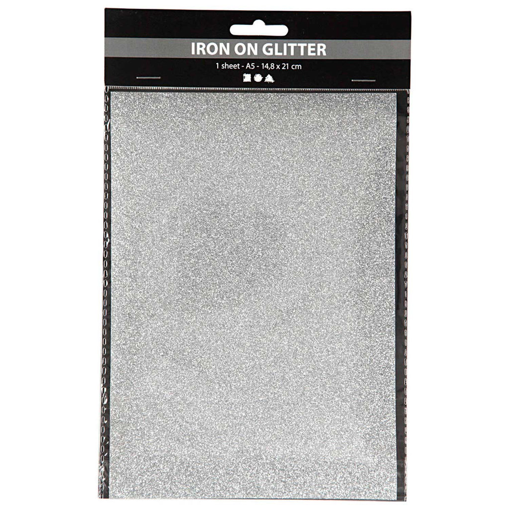 Creativ company opstrijkfolie glitter zilver, a5
