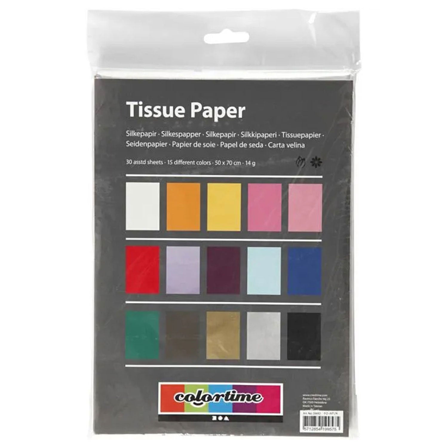 Creativ company tissuepapier, vel 50x70 cm, 17 gr, diverse kleuren, 15x2 vel, 30 vel 1 doos