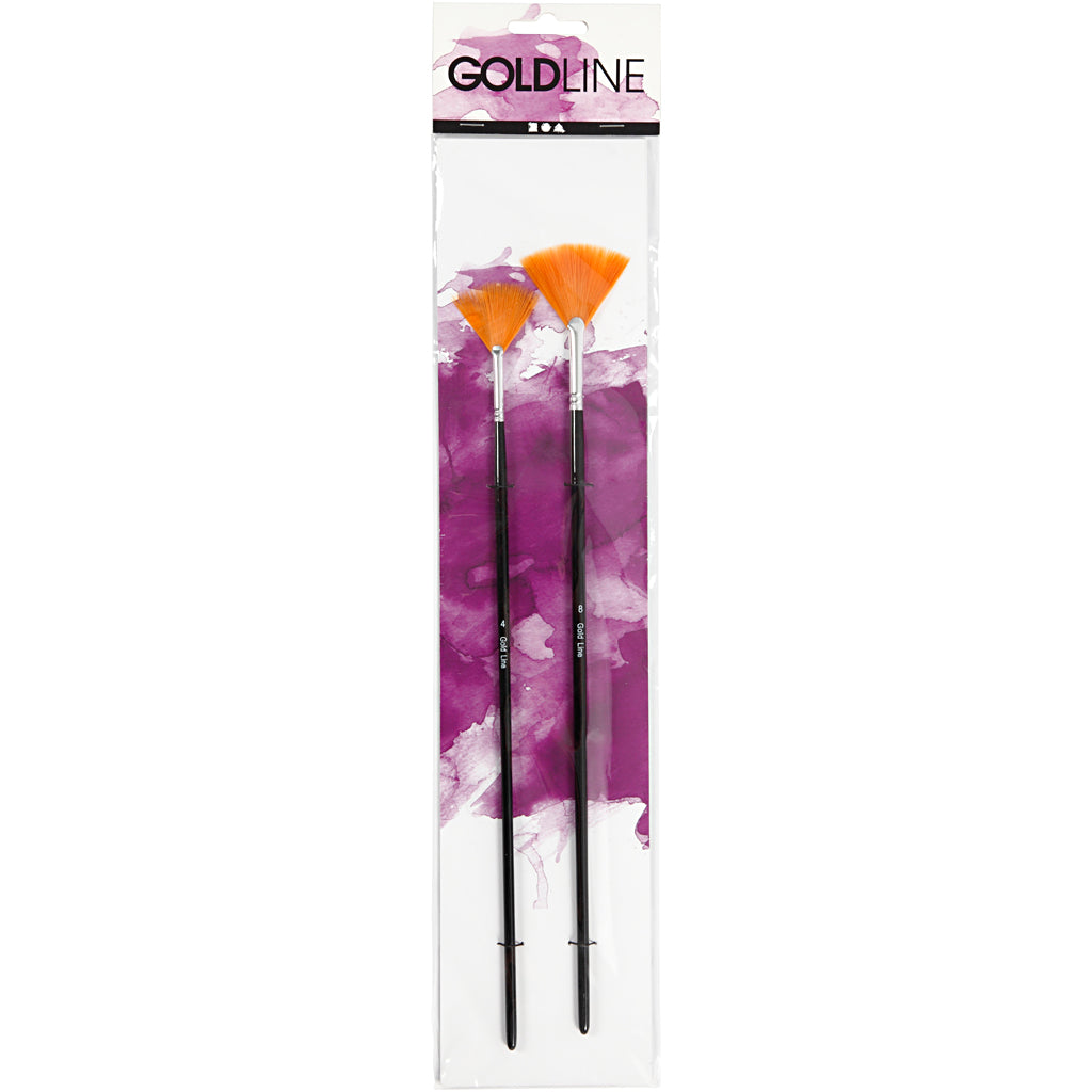 Creativ company gold line waaierpenselen, afm 4+8, l: 29-30 cm, b: 2-3 mm, waaier, 2 stuk 1 doos