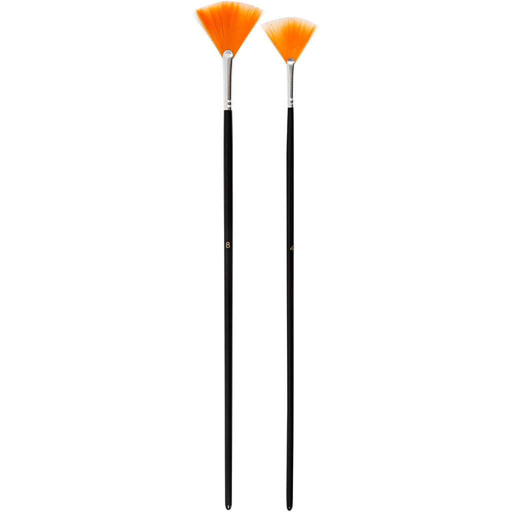 Creativ company gold line waaierpenselen, afm 4+8, l: 29-30 cm, b: 2-3 mm, waaier, 2 stuk 1 doos