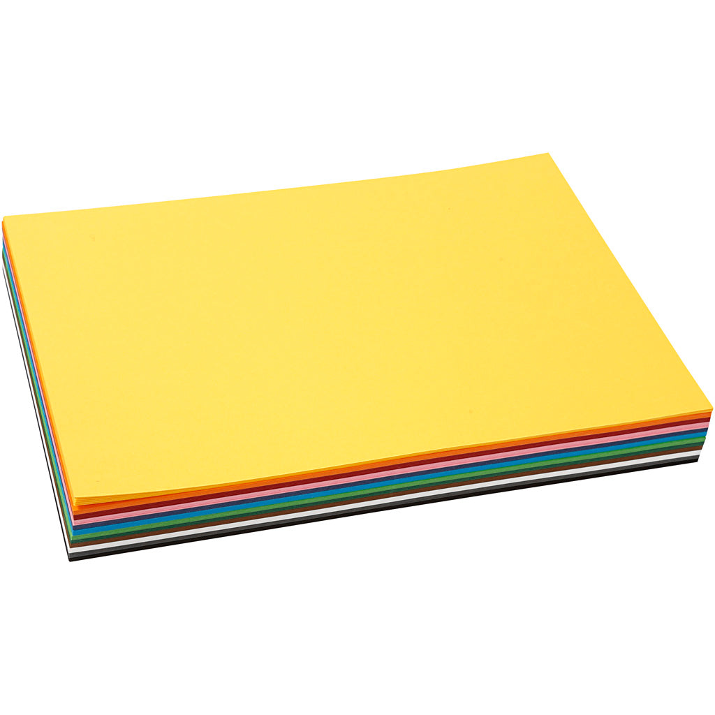 Colortime gekleurd karton, a4, vel 210x297 mm, 180 gr, diverse kleuren, 12x10 vel 1 doos