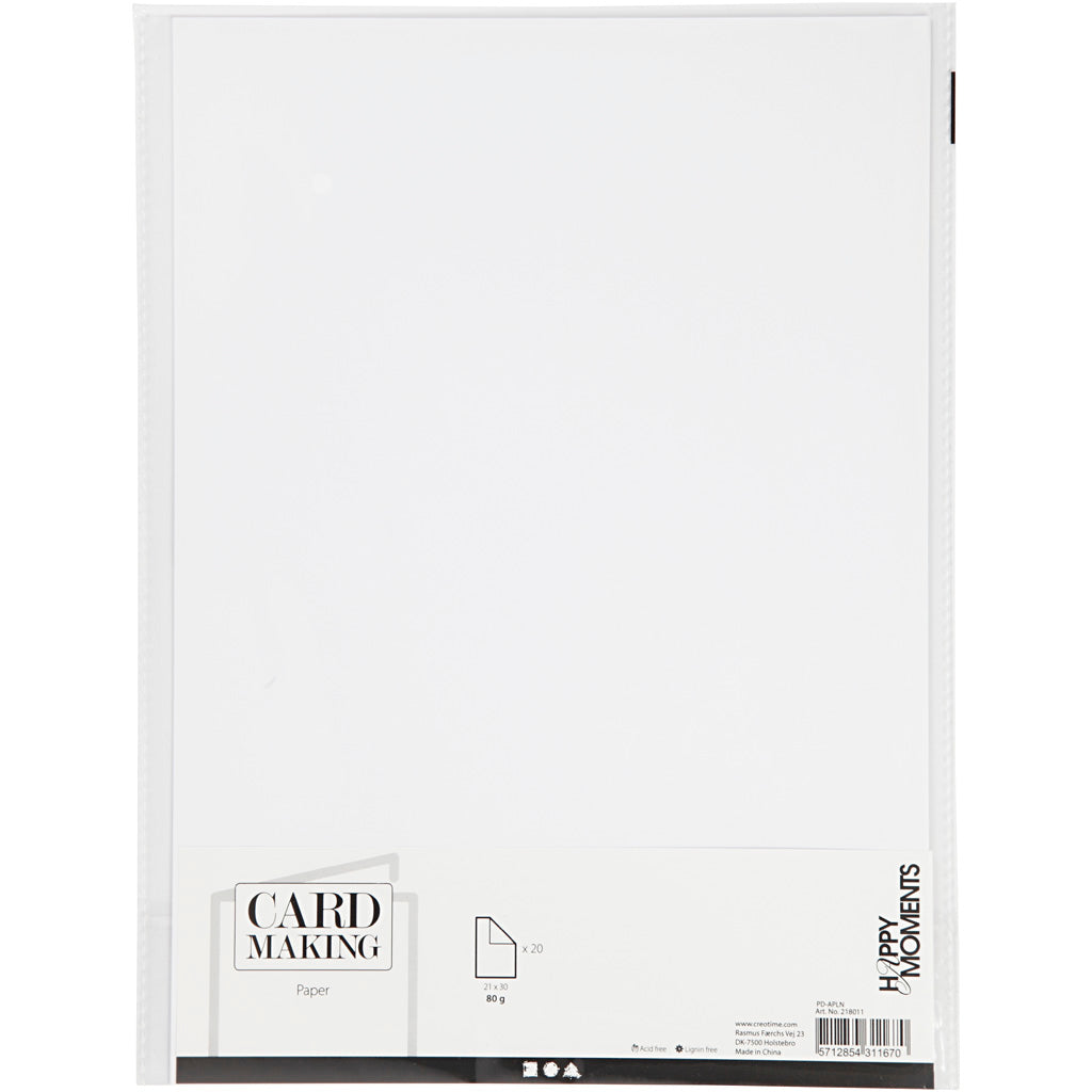 Creativ company papier, a4, vel 210x297 mm, 80 gr, wit, 20 stuk 1 doos