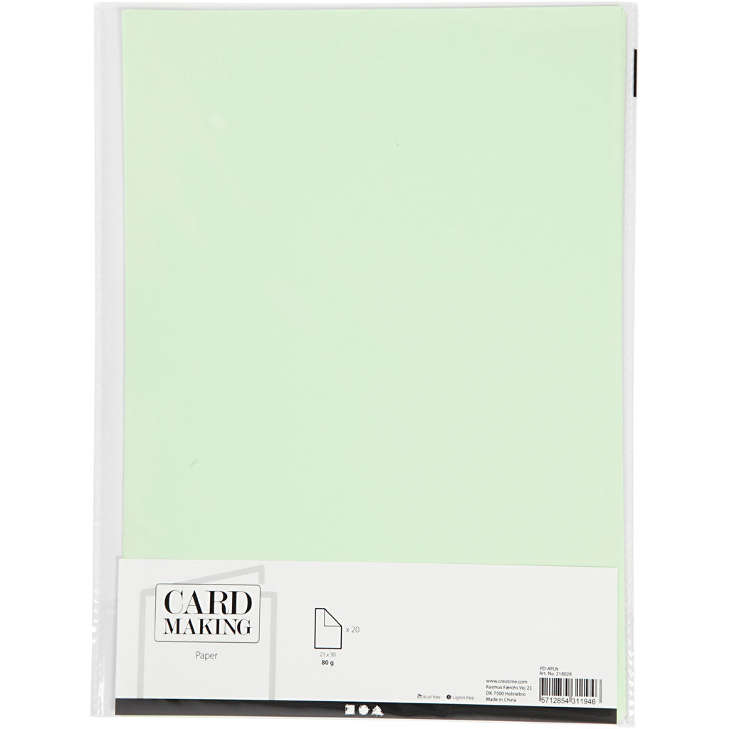 Creativ company papier, a4, vel 210x297 mm, 80 gr, lichtgroen, 20 stuk 1 doos