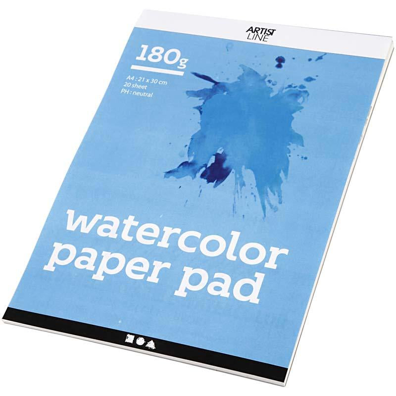 Creativ company aquarelblok, a4, vel 210x297 mm, 180 gr, wit, 20 vel 1 stuk