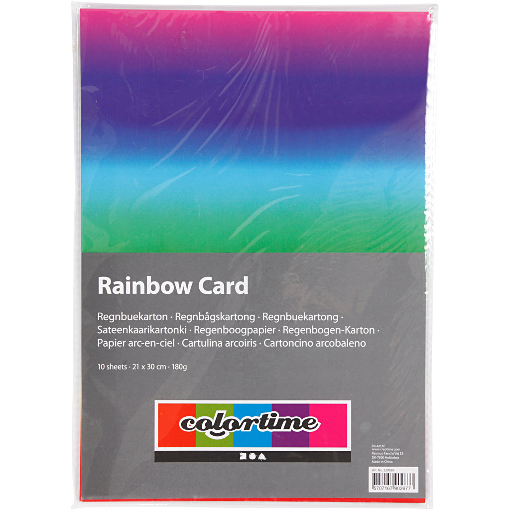 Creativ company regenboogpapier, a4, vel 210x297 mm, 180 gr, 10 vel 1 doos