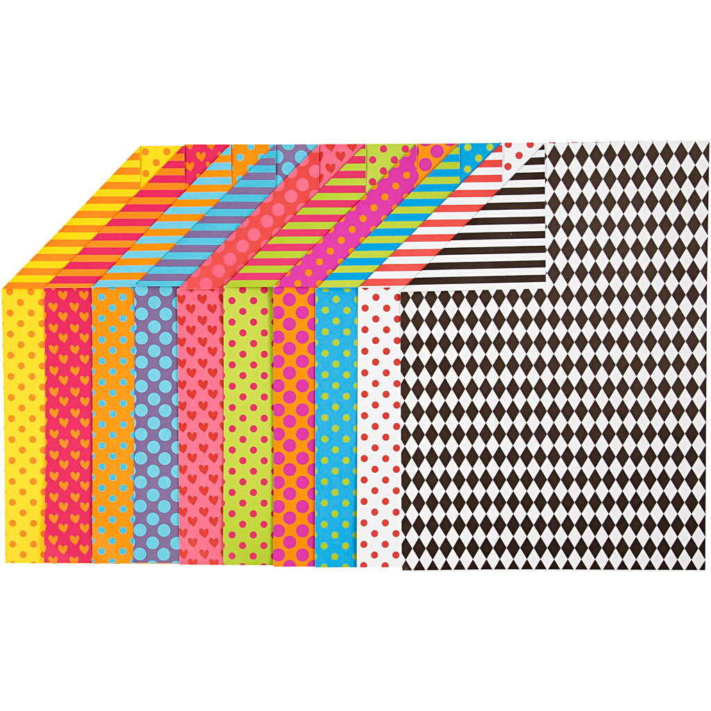 Creativ company bedrukt karton, a4, vel 210x297 mm, 250 gr, diverse kleuren, 20 div vellen 1 doos