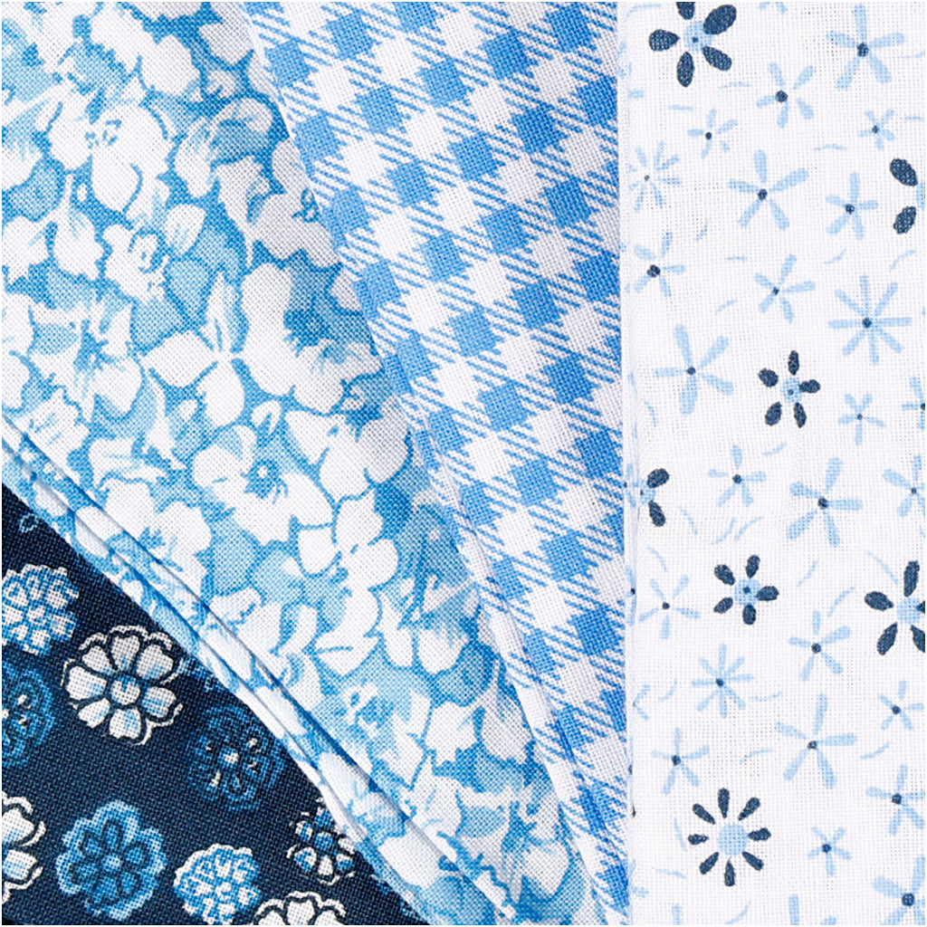 Creativ company patchwork stof blauw 45x55cm, 4st.