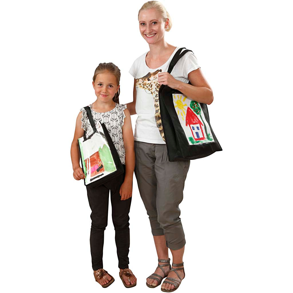 creativ company zwarte schoudertas met plastic voorkant