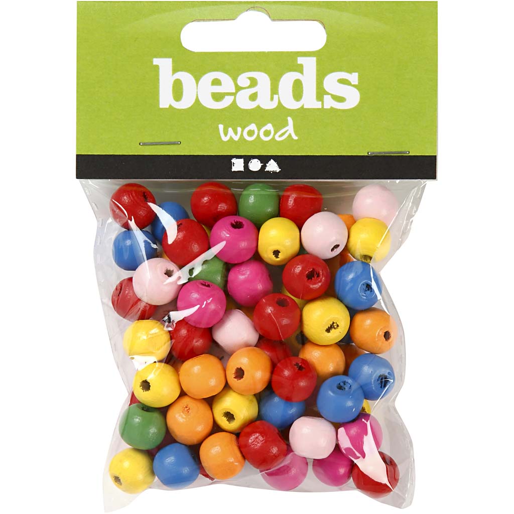 Creativ company houten kralen mix 10mm, 70st.