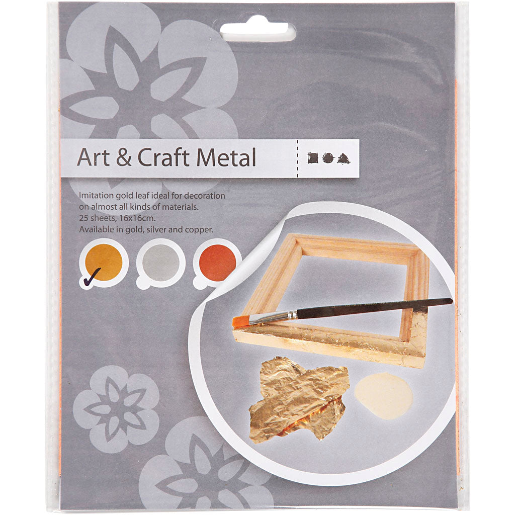 Creativ company imitatie bladmetaal, vel 16x16 cm, goud, 0,625 m2, 25 vel 1 doos