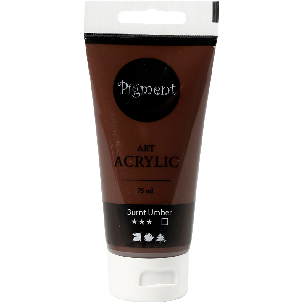Creativ company pigment art acrylverf burnt umber bruin, 75ml