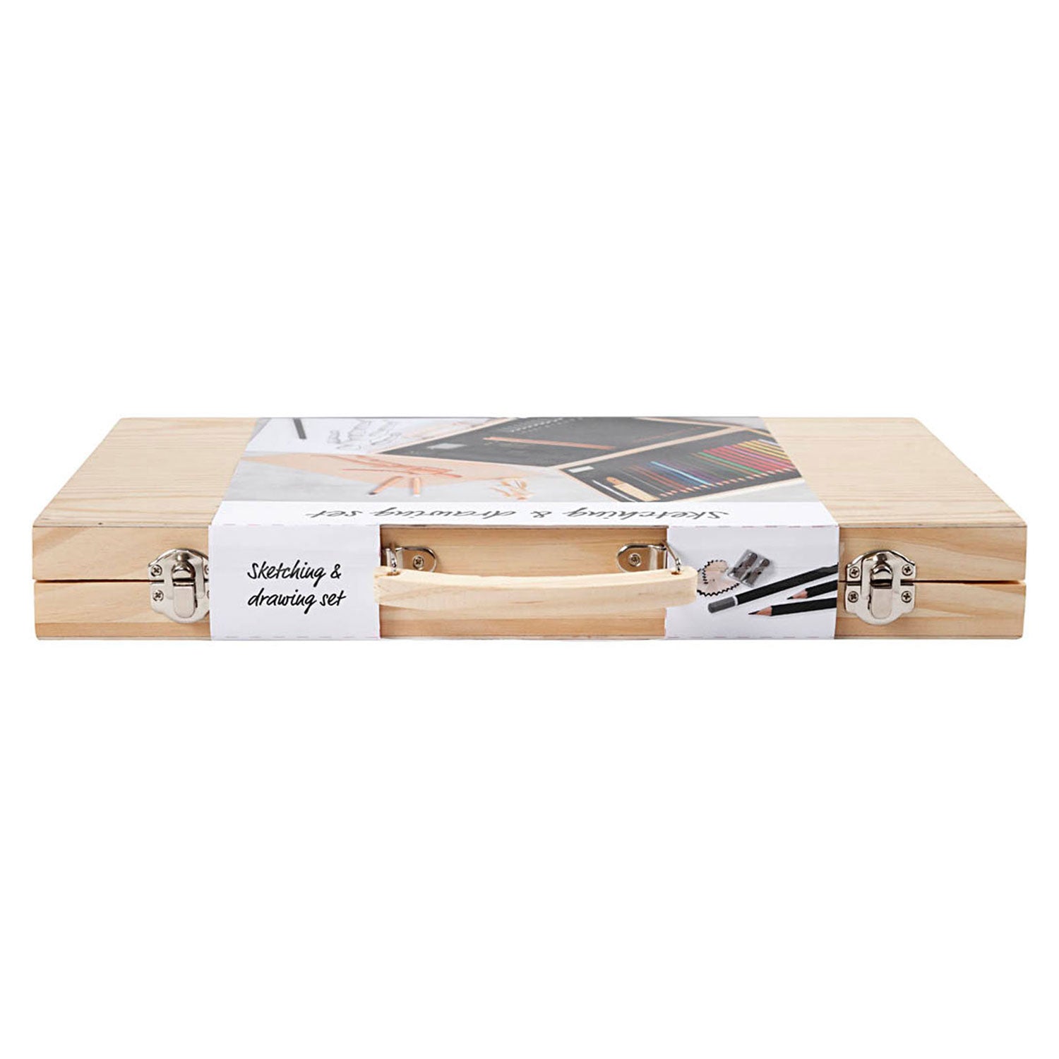 Creativ company schets en tekenset in houten koffer