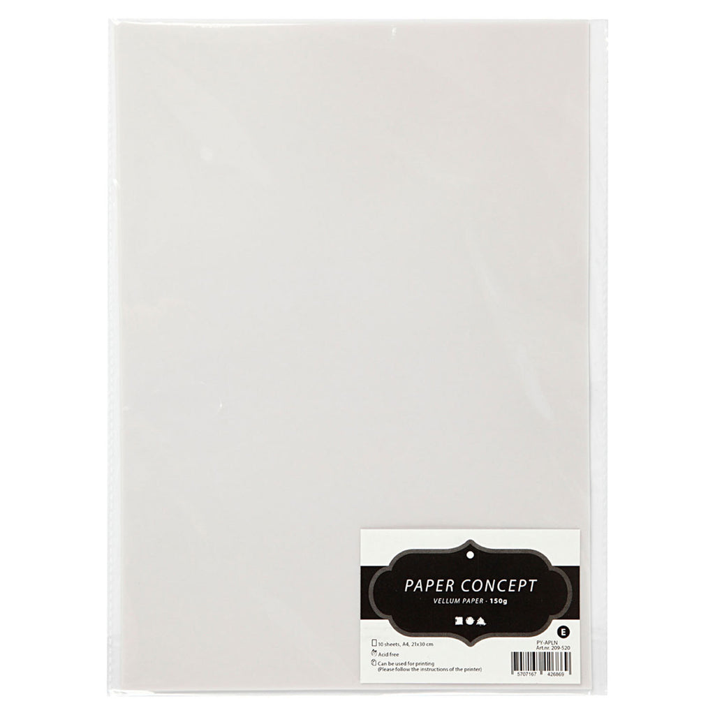 Creativ company vellumpapier, a4, vel 210x297 mm, 150 gr, lichtgrijs, 10 vel 1 doos