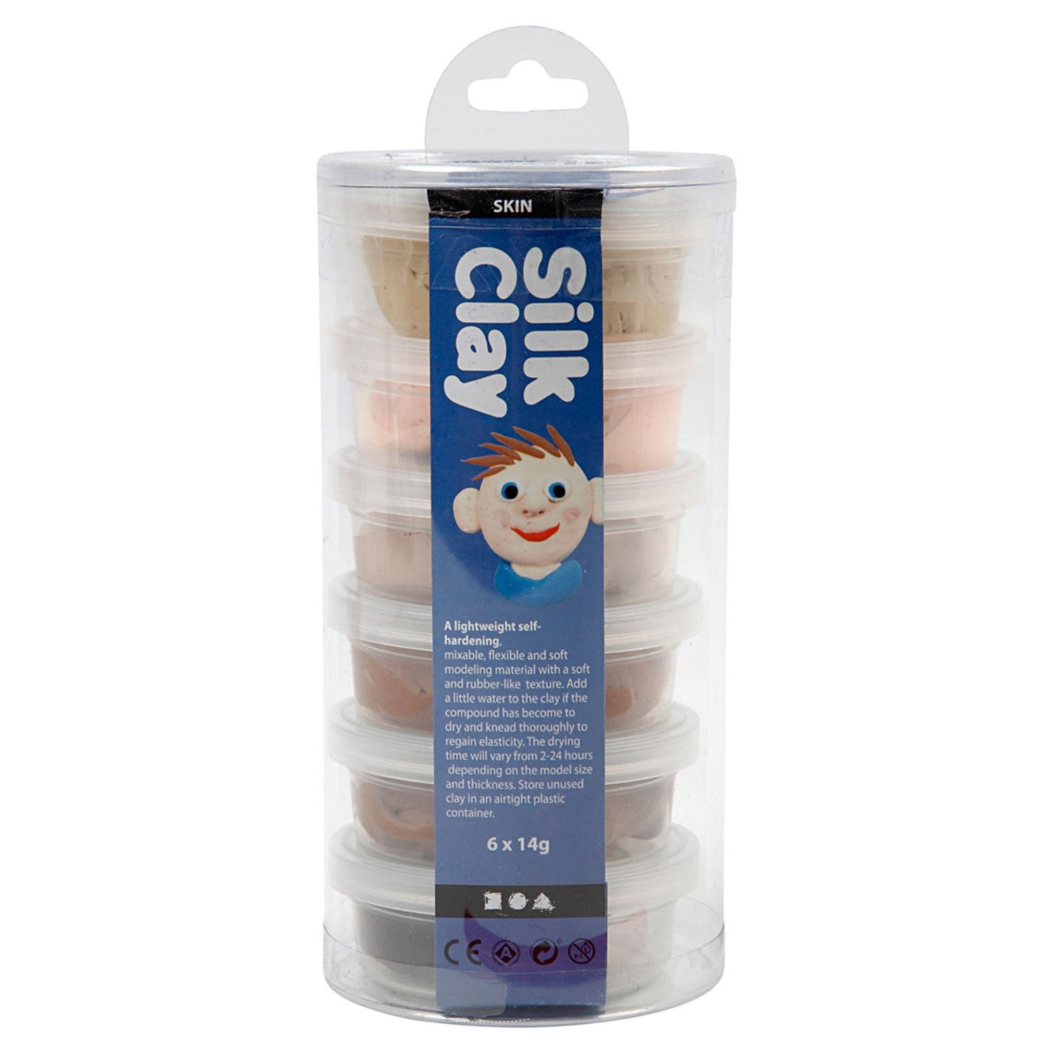 Creativ company silk clay, huidskleur, 6dlg.