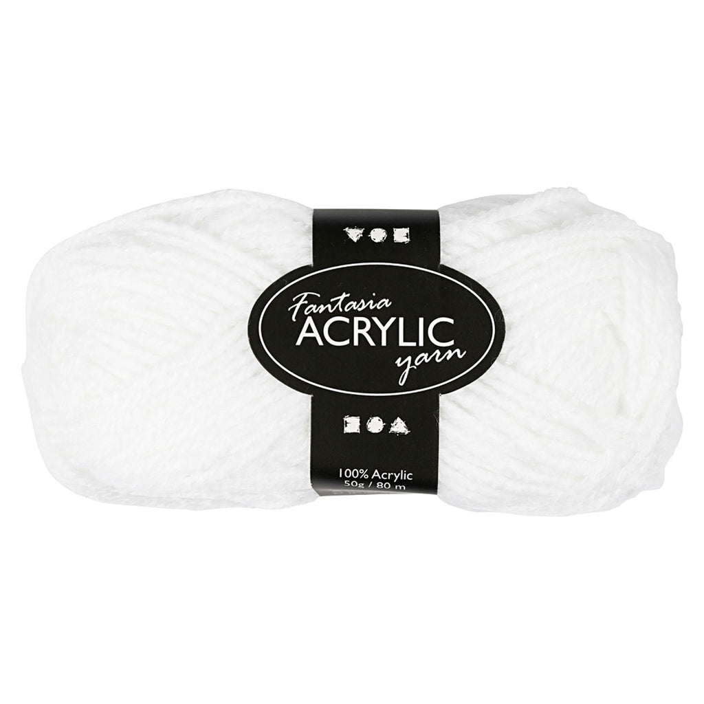 Creativ company acrylgaren, wit, 50gr, 80m