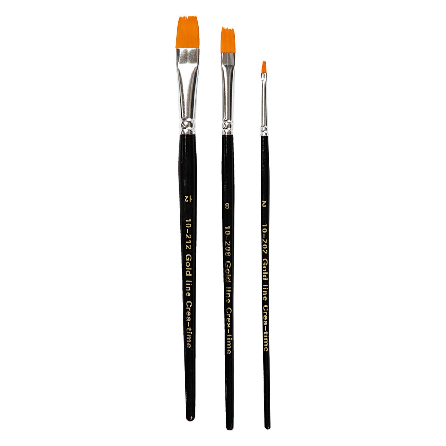 Creativ company gold line penselen, afm 2+8+12, l: 16,5-19 cm, b: 3-12 mm, plat, 3 stuk 1 doos