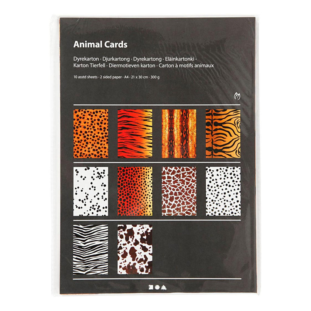 Creativ company diermotieven karton, a4, vel 210x297 mm, 300 gr, 10 div vellen 1 doos