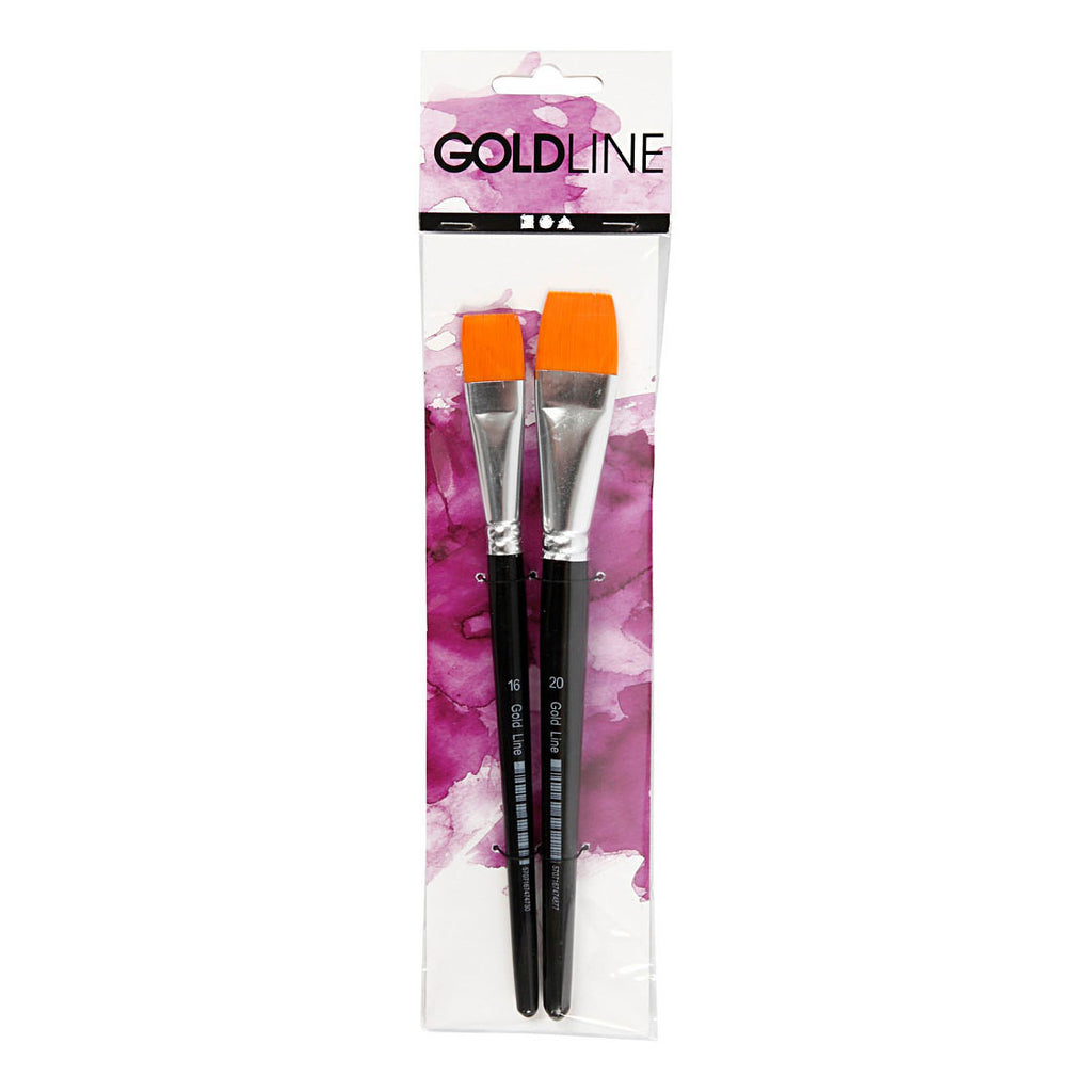 Gold line penselen, afm 16+20, l: 19-20 cm, b: 17-24 mm, plat, 2 stuk 1 doos