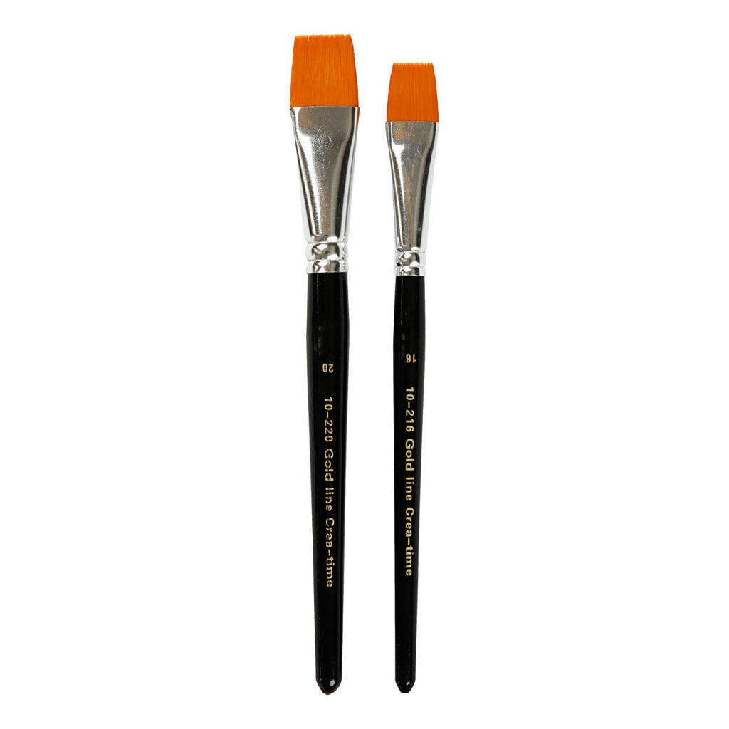 Gold line penselen, afm 16+20, l: 19-20 cm, b: 17-24 mm, plat, 2 stuk 1 doos