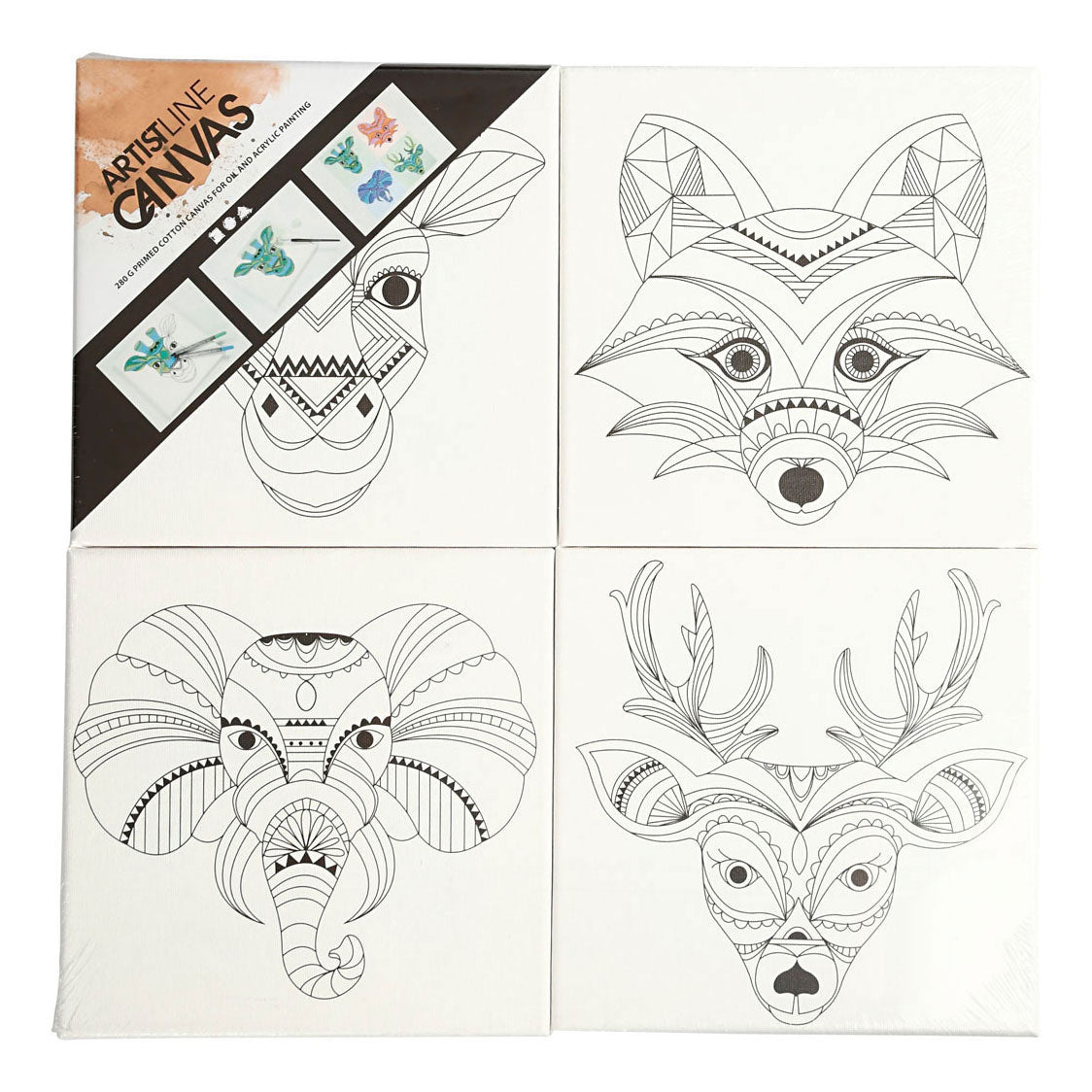 Creativ company canvas met dierenprint, 4st.