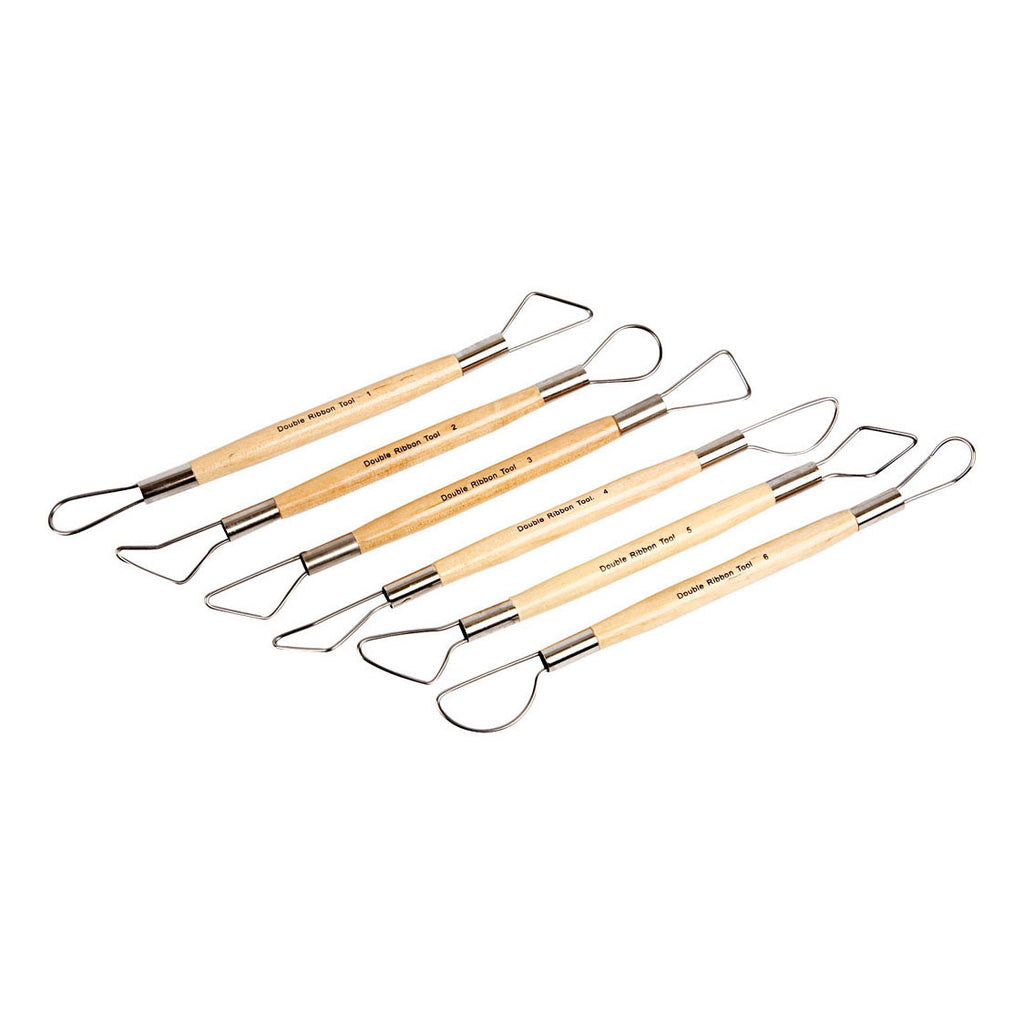 Kleilusgereedschappen, ronde kanten, l: 20 cm, 6 stuk 1 doos