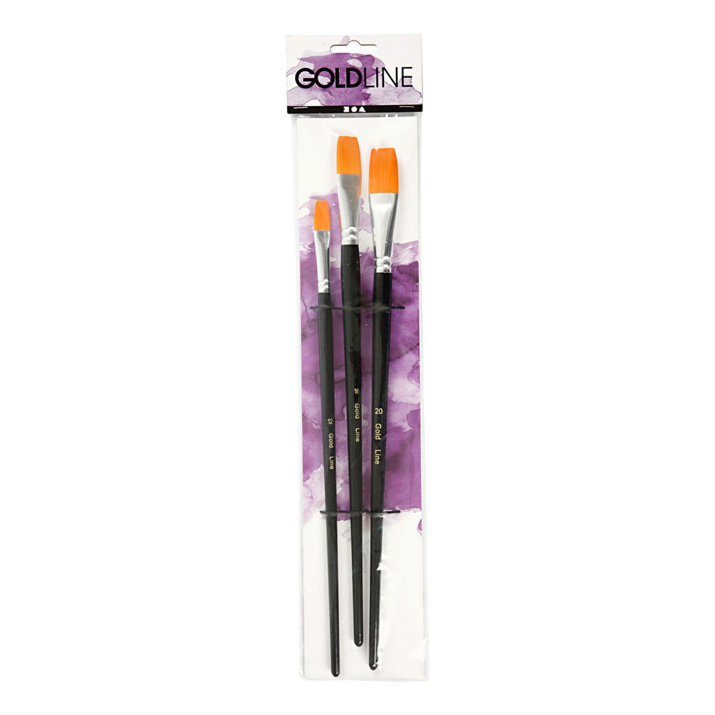 Gold line penselen, afm 12+16+20, l: 30-33 cm, b: 12-20 mm, plat, 3 stuk 1 doos