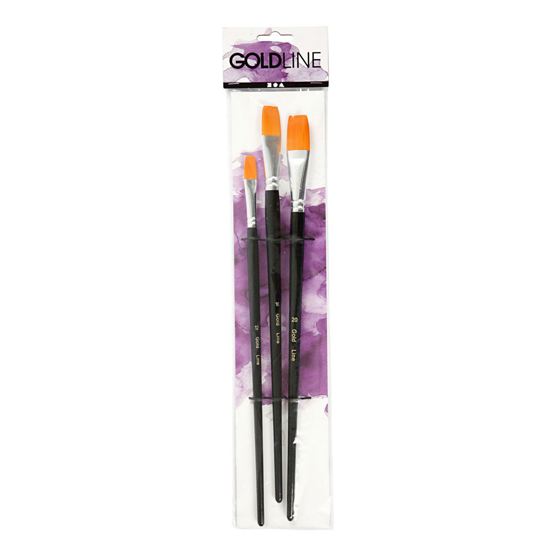 Gold line penselen, afm 12+16+20, l: 30-33 cm, b: 12-20 mm, plat, 3 stuk 1 doos