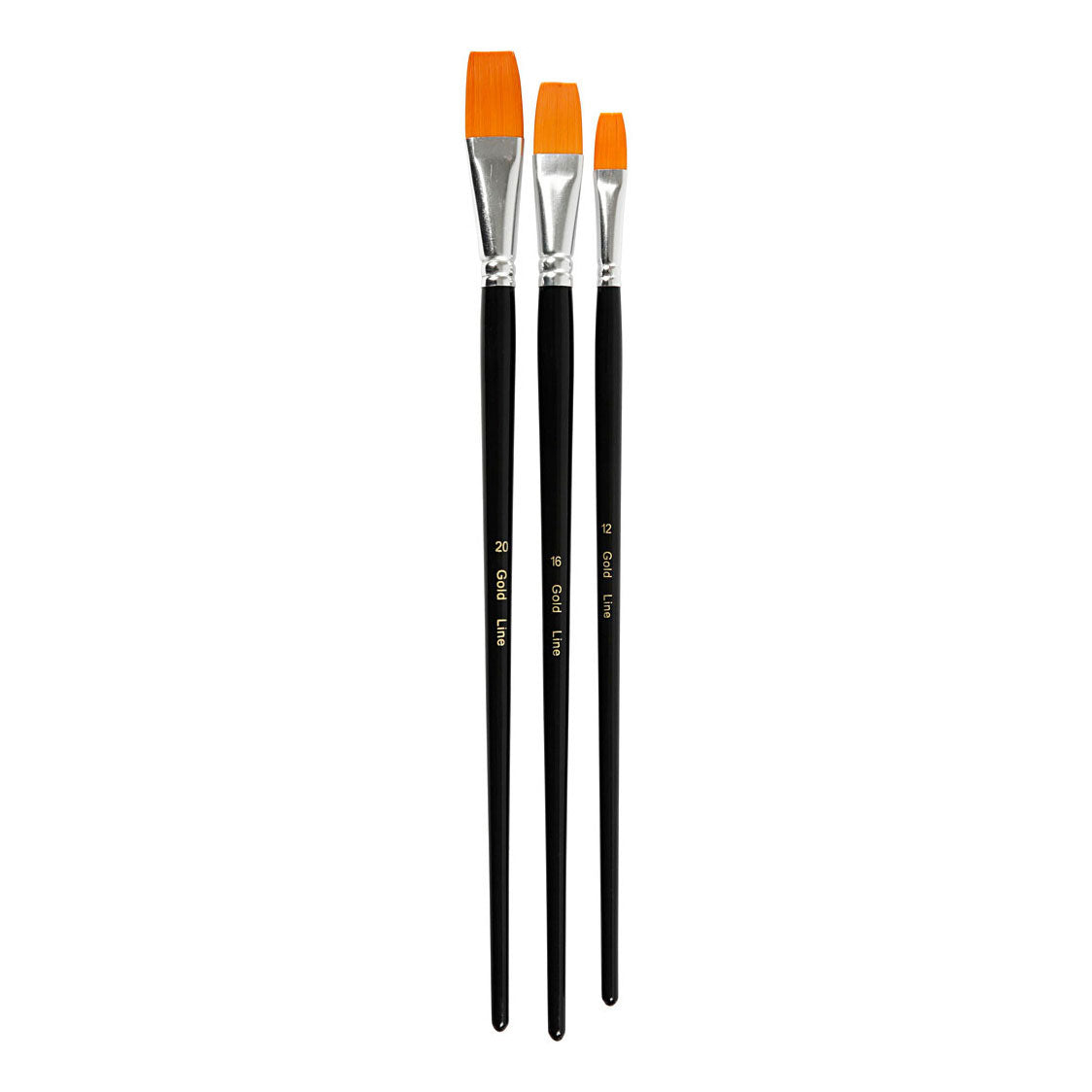 Gold line penselen, afm 12+16+20, l: 30-33 cm, b: 12-20 mm, plat, 3 stuk 1 doos
