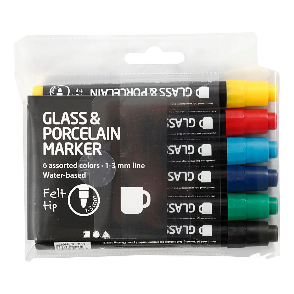 Creativ company glas- en porseleinstiften, 6st.