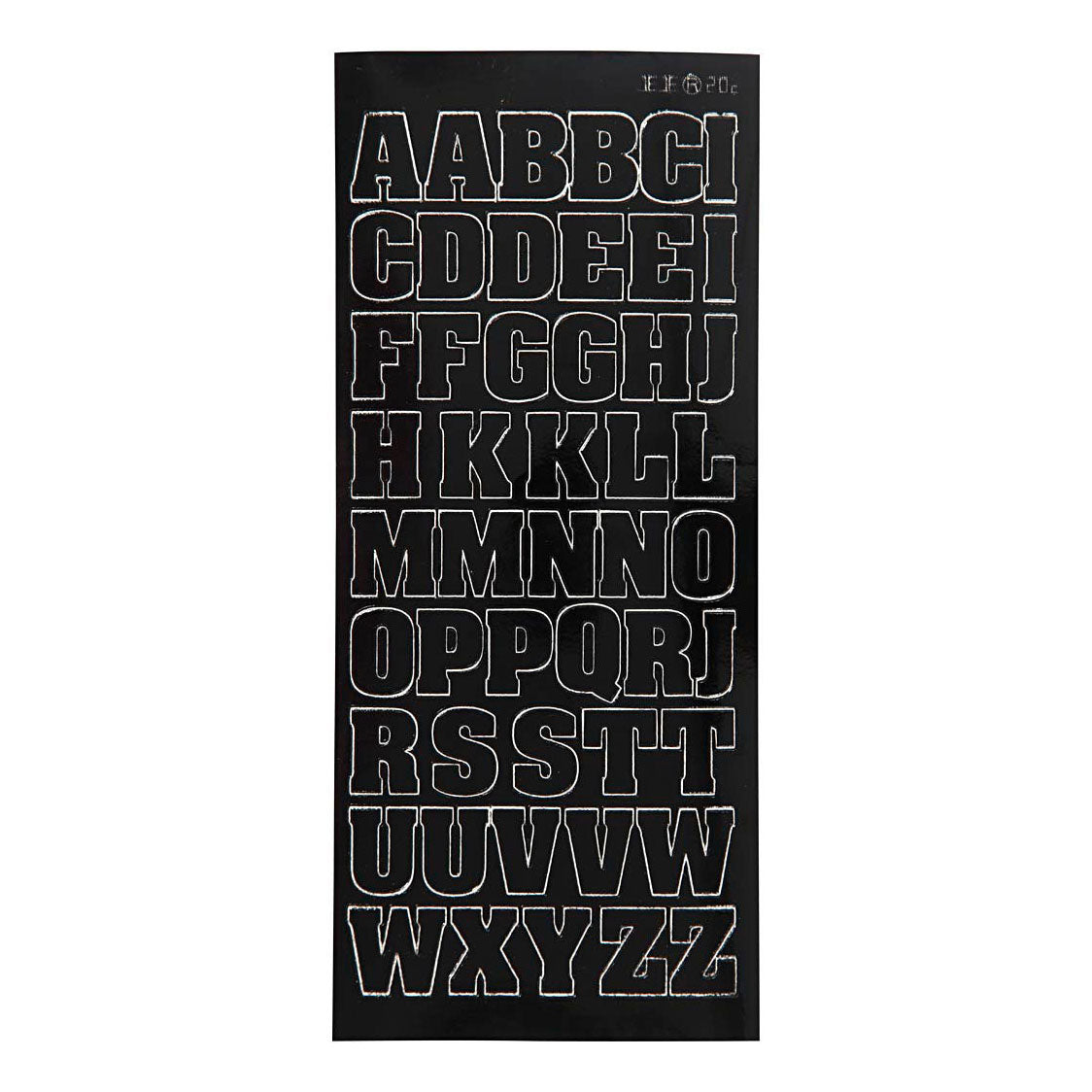 Stickers, grote hoofdletters, vel 10x23 cm, zwart, 1 vel