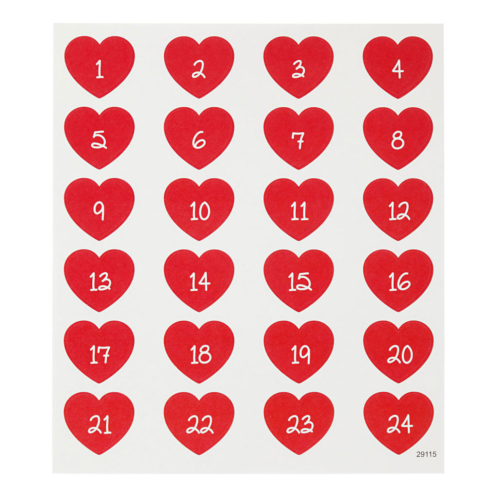 Creativ company stickers hart met cijfer, 1 vel
