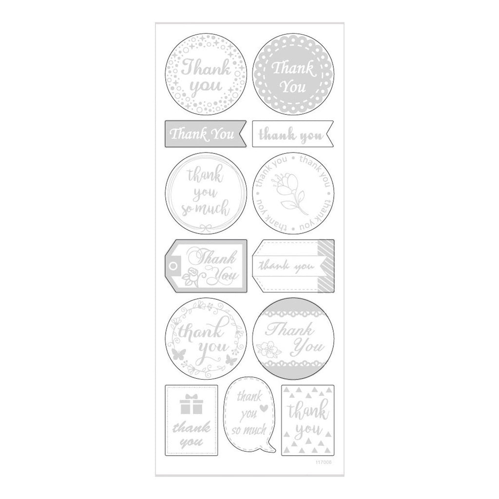 Creativ company stickers zilver thank you, 1 vel