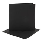 Kaarten en enveloppen, afmeting kaart 15,2x15,2 cm, afmeting envelop 16x16 cm, 230 gr, zwart, 4 set 1 doos