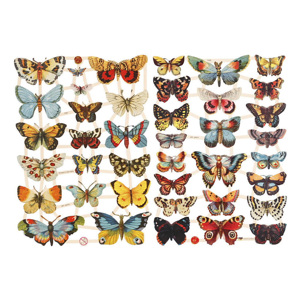 Creativ company vintage plaatjes, vlinders, vel 16,5x23,5 cm, 2 vel 1 doos